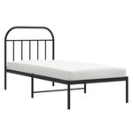 vidaXL Cadre de lit métal avec tête de lit noir 90x190 cm