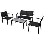 Salon de jardin meuble d'extérieur ensemble de mobilier 4 pièces textilène noir 02_0016280