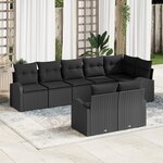 vidaXL Ensemble de canapé de jardin 8 pièces avec coussins en poly rotin noir