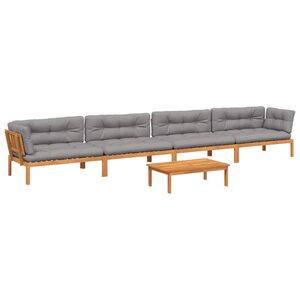 vidaXL Salon palette de jardin avec coussins 5Pièces bois d'acacia massif