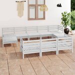vidaXL Salon de jardin 10 Pièces Blanc Bois de pin massif