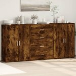 vidaXL Buffets 3 Pièces chêne fumé 60x31x84 cm bois d'ingénierie