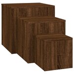 vidaXL Tables d'appoint 3 Pièces Chêne marron Bois d'ingénierie