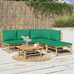vidaXL Salon de jardin 6 Pièces avec coussins vert bambou