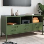 vidaXL Meuble TV vert olive 100 5x39x50 5 cm acier laminé à froid