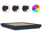 vidaXL Cadre de lit avec lumières LED noir 150x200cm bois d'ingénierie