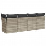 vidaXL Canapé de jardin et coussins 4 places gris clair résine tressée
