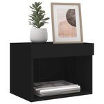 vidaXL Table de chevet murale avec lumières LED noir