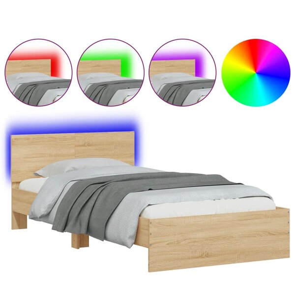 vidaXL Cadre de lit sans matelas avec lumières LED 100x200 cm