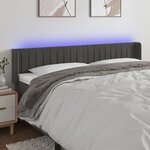 vidaXL Tête de lit à LED Gris foncé 203x16x78/88 cm Velours