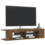 vidaXL Meuble TV avec lumières LED chêne fumé 135x39x30 cm