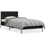 vidaXL Cadre de lit noir 90x200 cm bois d'ingénierie et métal