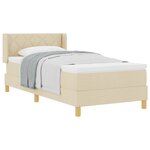 Lit à Sommier vidaXL avec Matelas Crème 100x200 cm Tissu
