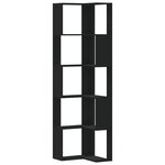 vidaXL Bibliothèque d'angle à 5 niveaux noir bois d'ingénierie