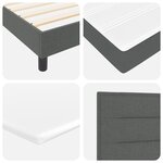 Lit Box Spring avec Matelas Gris Foncé 200x200 cm Tissu