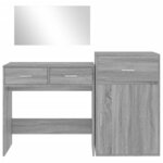 vidaXL Ensemble de coiffeuse 3 Pièces sonoma gris bois d'ingénierie