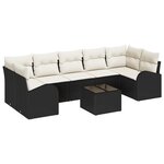 vidaXL Ensemble de Canapé de Jardin 8 Pièces avec Coussins Noir Poly Rotin
