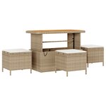Canapé de jardin 9 pièces avec coussins beige poly rotin acacia