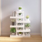 vidaXL Support à plantes Blanc 85x25x109 5 cm Bois massif de pin