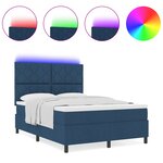 vidaXL Lit à ressort avec matelas et lumière LED bleue 160x200 cm en tissu