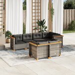 vidaXL Salon de jardin avec coussins 7 Pièces gris résine tressée