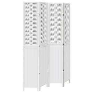 vidaXL Cloison de séparation 4 panneaux blanc bois de paulownia massif