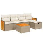vidaXL Salon de jardin avec coussins 6 Pièces beige résine tressée