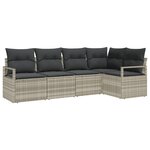 Ensemble de canapé de jardin vidaXL 5 pièces avec coussins gris clair rattan