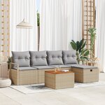 Ensemble de canapé de jardin 6 pièces avec coussins Beige Rattan synthétique