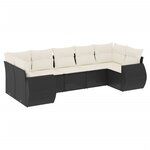 vidaXL Salon de jardin 7 Pièces avec coussins noir résine tressée