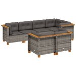vidaXL Salon de jardin avec coussins 7 Pièces gris résine tressée