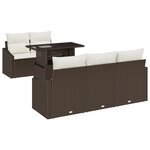 vidaXL Ensemble de 6 canapés de jardin avec coussins en Rattan marron poly