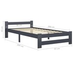 vidaXL Cadre de lit sans matelas gris foncé bois pin massif 90x200cm