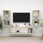 vidaXL Ensemble de meubles TV 5Pièces Blanc chêne sonoma Bois ingénierie