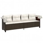 vidaXL Chaise longue avec auvent et coussins marron résine tressée