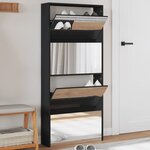 vidaXL Armoire à chaussures avec miroir à 4 niveaux noir 63x17x134 cm