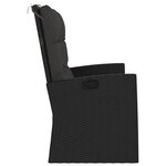 vidaXL Banc de jardin inclinable et coussins noir 118cm résine tressée