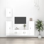 vidaXL Ensemble de meubles TV 5 Pièces Blanc brillant Bois d'ingénierie