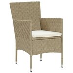 vidaXL Ensemble à manger de jardin et coussins 3 Pièces Poly rotin Beige