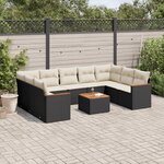 vidaXL Salon de jardin 10 Pièces avec coussins noir résine tressée