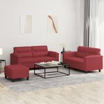 vidaXL Ensemble de canapés 3 Pièces et coussins Rouge bordeaux Similicuir