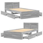 vidaXL Cadre de lit tête de lit gris béton 90x190 cm bois ingénierie
