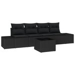 vidaXL Ensemble de canapé de jardin de 5 pièces avec coussins noir en poly rotin