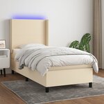 vidaXL Sommier à lattes de lit matelas et LED Crème 80x200cm Tissu