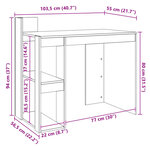 Bureau table poste de travail meuble d'ordinateur informatique étude 103 5 x 56 5 x 94 cm bois d'ingénierie noir 02_0023894