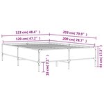 vidaXL Cadre de lit chêne marron 120x200 cm bois d'ingénierie et métal