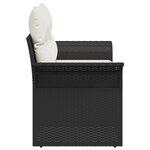 Canapé de jardin 2 places vidaXL avec rangement et coussins en poly rotin noir