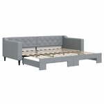 vidaXL Lit de jour avec lit gigogne gris clair 90x200 cm tissu