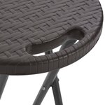 vidaXL Tabouret de bar pliable 2 Pièces PEHD et acier Marron Aspect rotin
