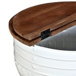 vidaXL Table basse Bois de récupération massif Blanc Forme de baril